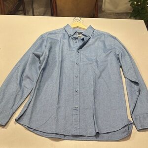 Men's Blue Button-Up Flannel Shirt